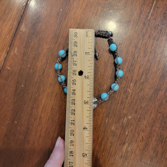 Turquoise Bead Retro Boho or Buddhist Bracelet - 9mm - Adjustable - Picture 8 of 8